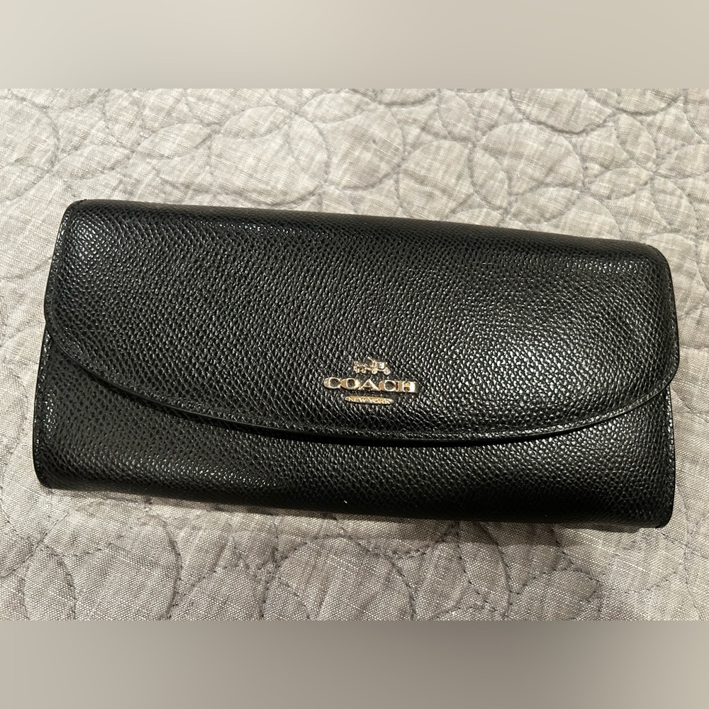 Coach Black Crossgrain Leather Wallet Gently Used Excellent Condition